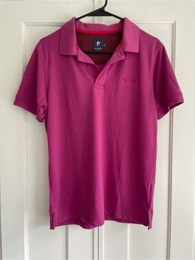 Pierre Cardin Paris Vintage Men's Polo Shirt Medium Fuchsia Pink Cotton EUC